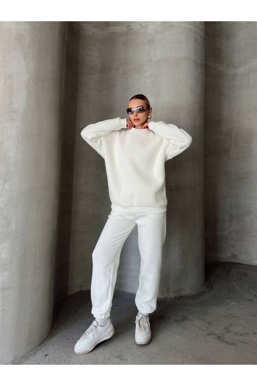 Oversize 3 İplik Şardonlu Bisiklet Yaka Eşofman Takım