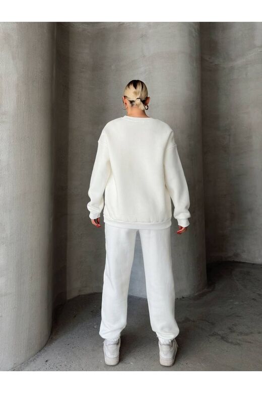 Oversize 3 İplik Şardonlu Bisiklet Yaka Eşofman Takım