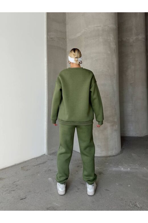 Oversize 3 I?Plik Şardonlu Bisiklet Yaka Eşofman Takım