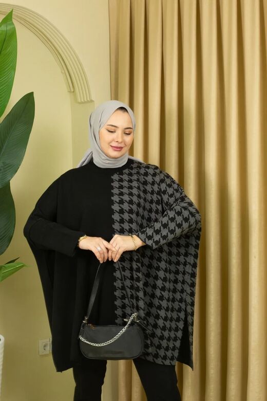 Triko Kaz Ayağı Panço Tunik