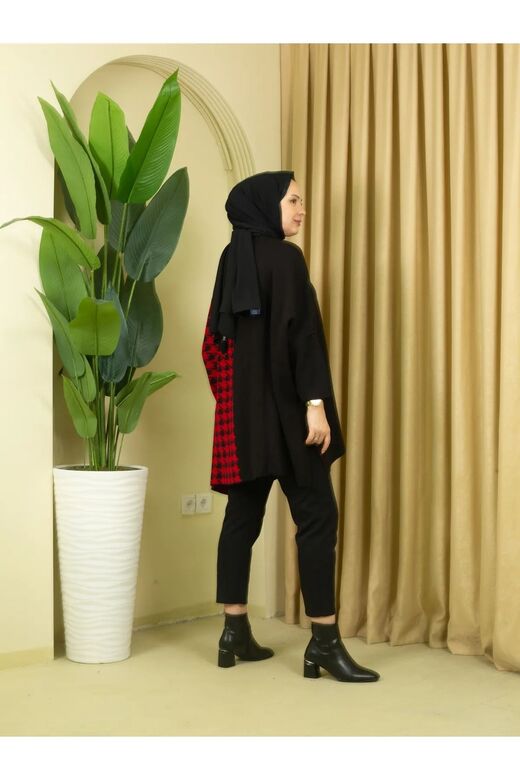 Triko Kaz Ayağı Panço Tunik