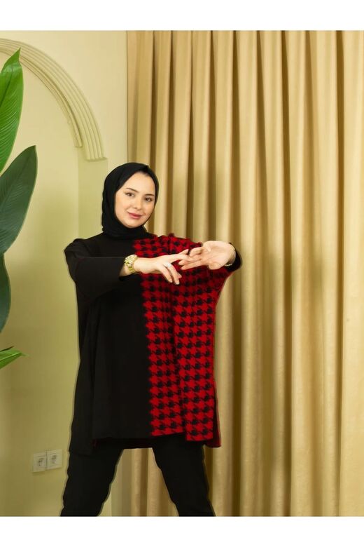 Triko Kaz Ayağı Panço Tunik