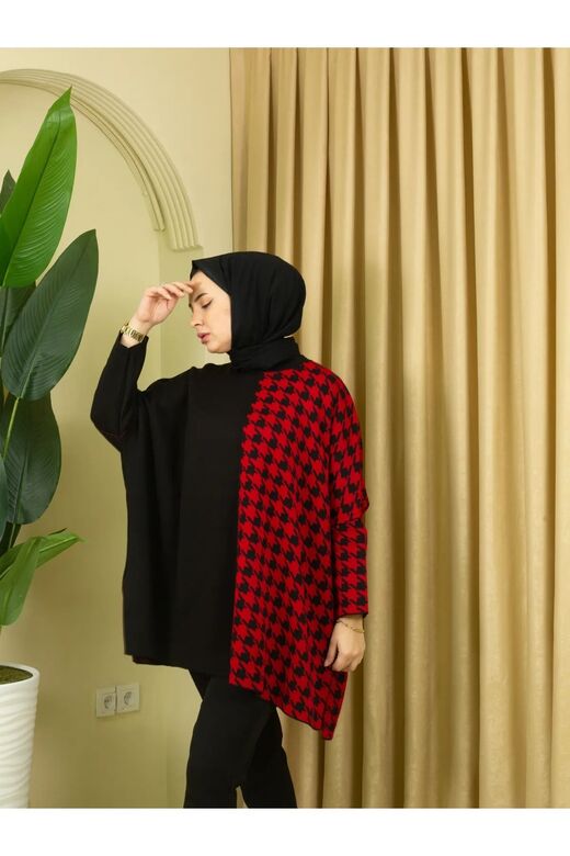 Triko Kaz Ayağı Panço Tunik