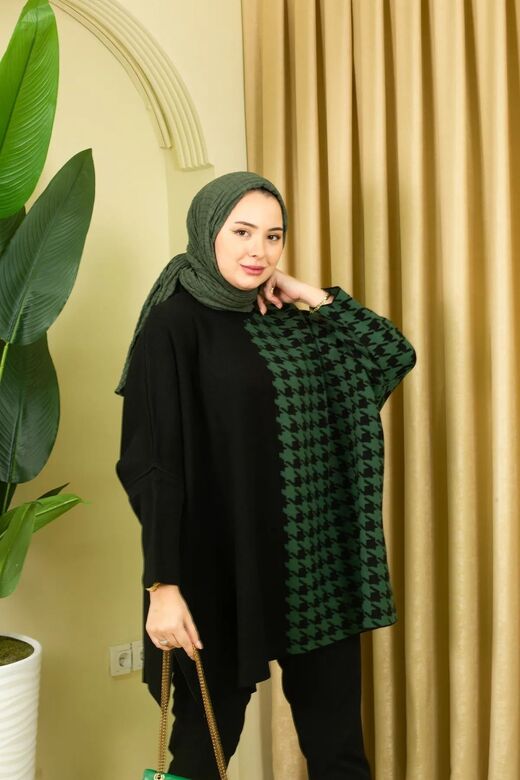 Triko Kaz Ayağı Panço Tunik