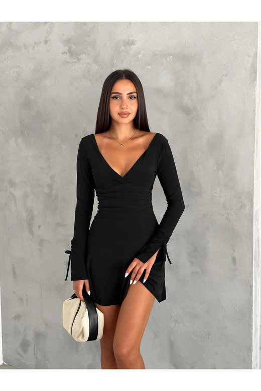 Gizemli Allure V Yaka Mini Elbise