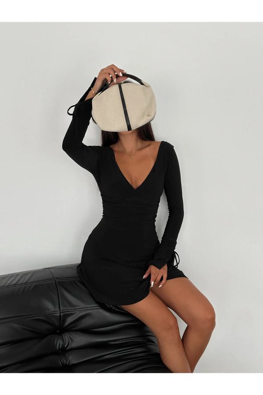 Gizemli Allure V Yaka Mini Elbise
