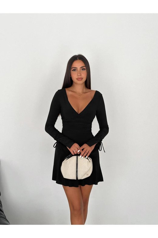 Gizemli Allure V Yaka Mini Elbise