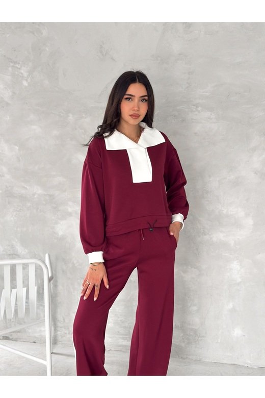 DEVRİK YAKA GARNİLİ GENİŞ ŞERİTLİ YUMUŞAK DOKU MODAL KUMAŞ EŞOFMAN TAKIM