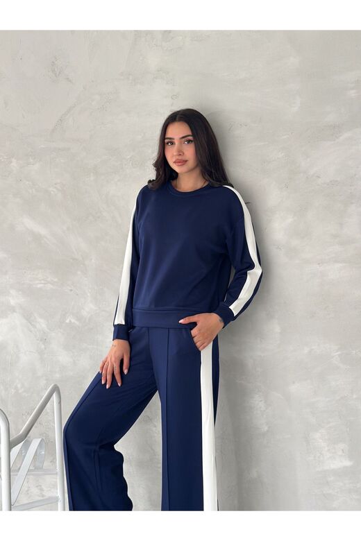 Geniş  Şeritli  Yumuşak Doku Modal Kumaş Eşofman Takım