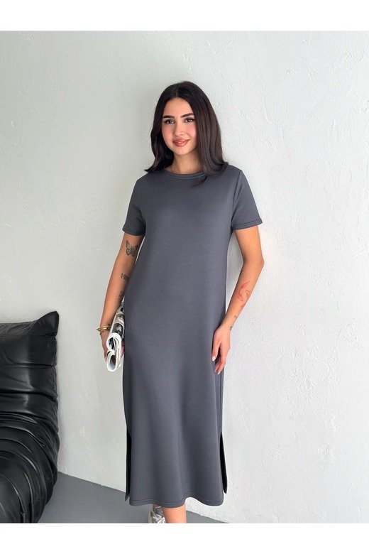 YUMUŞAK DOKU YIRTMAÇLI MODAL KUMAŞ MİDİ ELBİSE