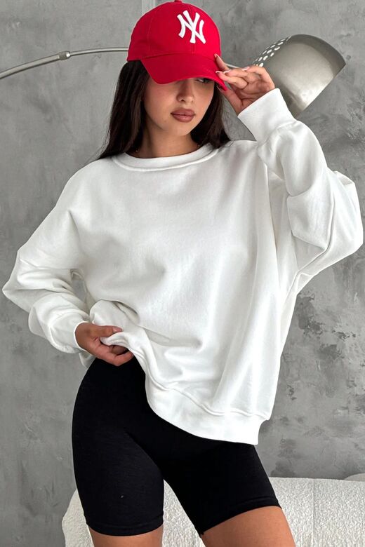 Oversize Örme Şardonlu 3 İplik Sweatshirt