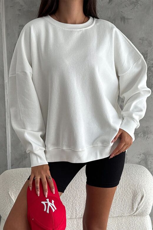 Oversize Örme Şardonlu 3 İplik Sweatshirt
