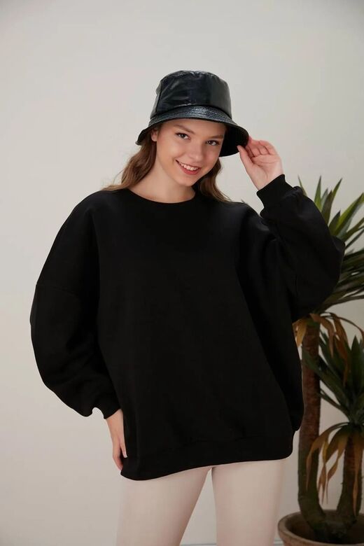 Oversize Örme Şardonlu 3 İplik Sweatshirt