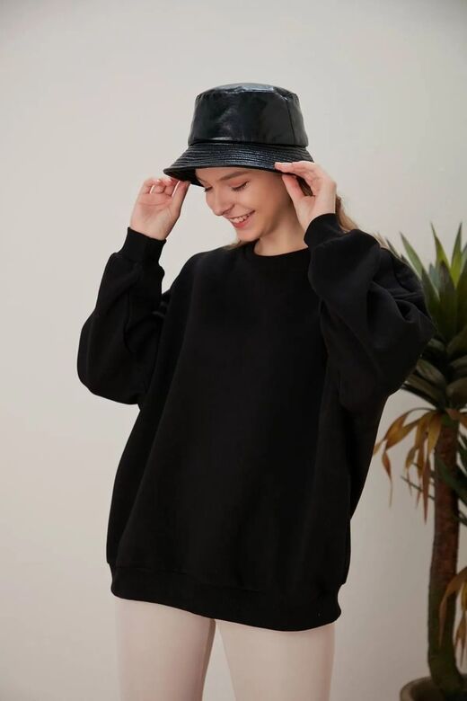 Oversize Örme Şardonlu 3 İplik Sweatshirt
