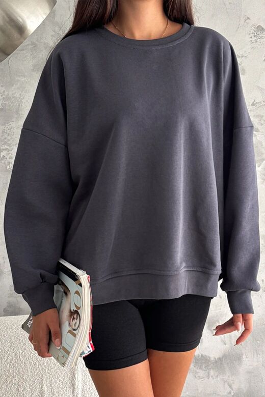 Oversize Örme Şardonlu 3 İplik Sweatshirt