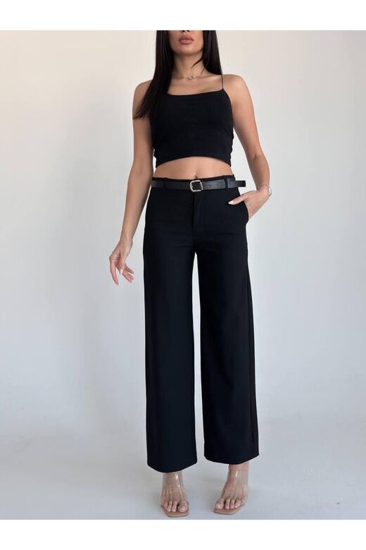 Kemerli Siyah Pantalon