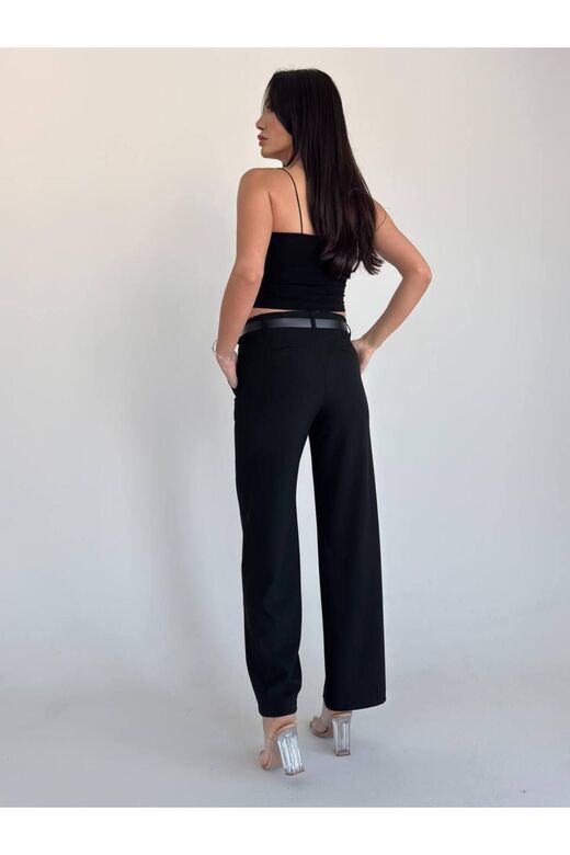 Kemerli Siyah Pantalon
