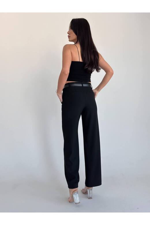 Kemerli Siyah Pantalon