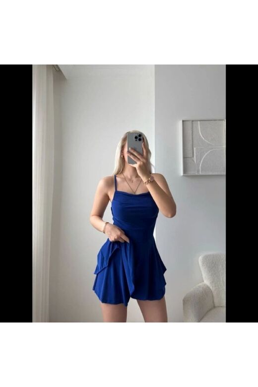 Sandy Kumaş Askılı Şortlu Mini Elbise
