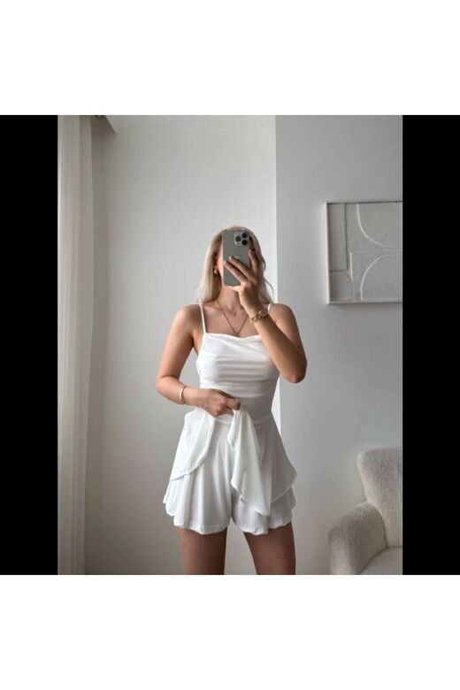 Sandy Kumaş Askılı Şortlu Mini Elbise