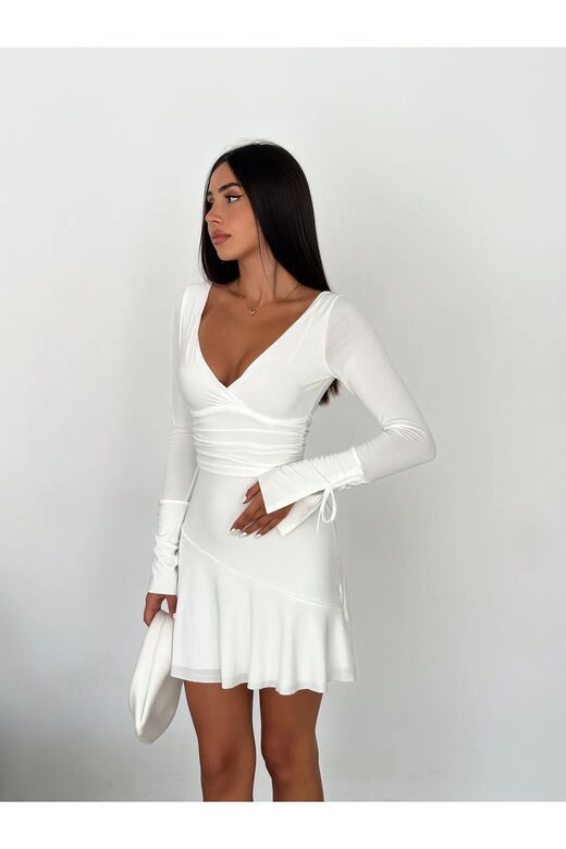Gizemli Allure V Yaka Mini Elbise