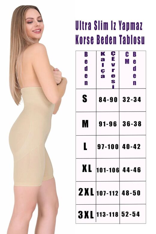 Kadın 1 Beden Incelten Ultra Slim Iz Yapmaz Yüksek Bel Paçalı Şort Korse