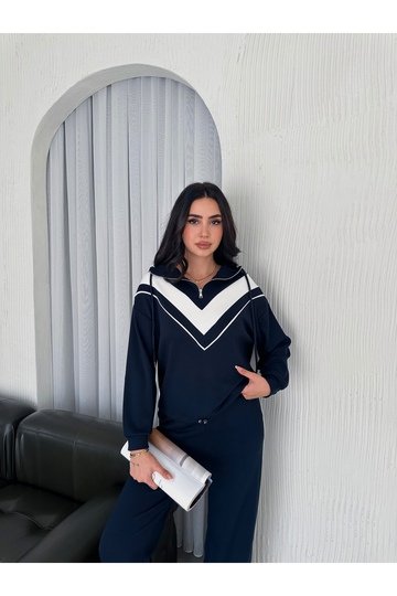 GARNİLİ BİYELİ KAPÜŞONLU FERMUARLI STOPERLİ GENİŞ PAÇA MODAL EŞOFMAN TAKIM