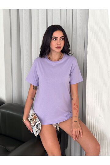 Oversize Bisiklet Yaka Basıc Sade T-Shirt