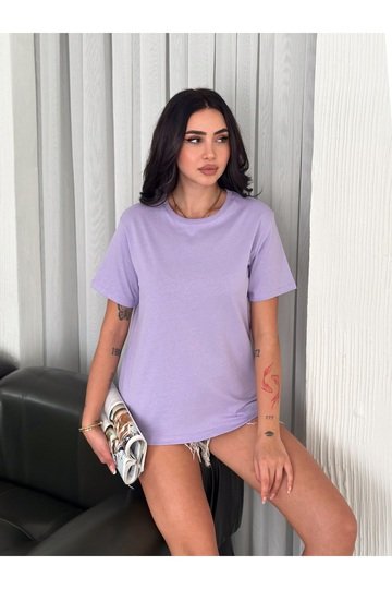 OVERSİZE BİSİKLET YAKA BASIC SADE T-SHİRT