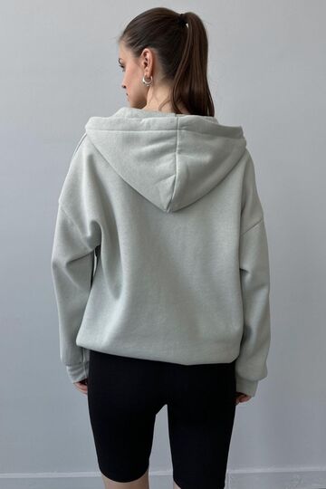 Üç İplik Şardonlu Oversize Kapüşonlu Sweatshirt