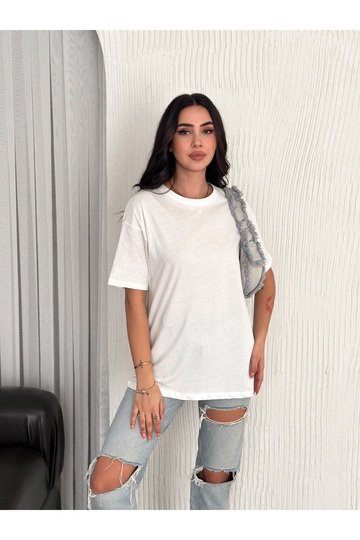 OVERSİZE BİSİKLET YAKA BASIC SADE T-SHİRT