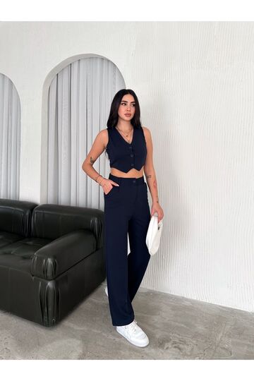 Yelek Pantolon Krep Takım