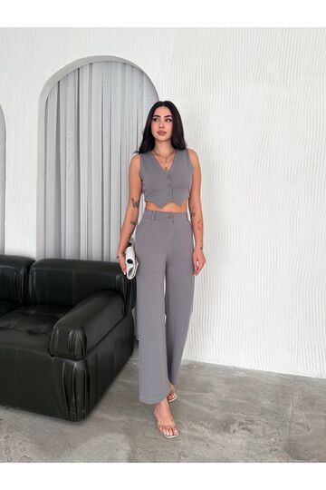 Yelek Pantolon Krep Takım