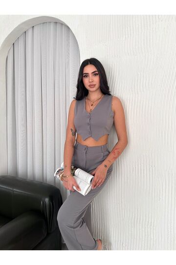 Yelek Pantolon Krep Takım