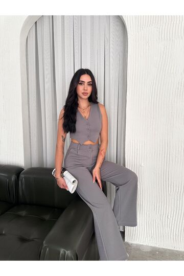 Yelek Pantolon Krep Takım