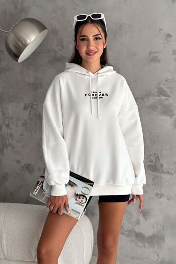 Yanı Fermuar Detaylı Forever Baskılı Sweatshirt