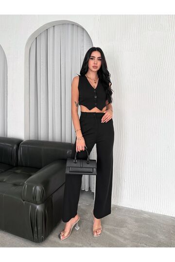 Yelek Pantolon Krep Takım
