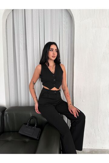 Yelek Pantolon Krep Takım