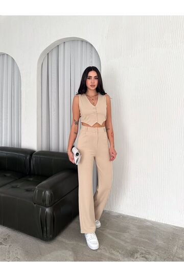 Yelek Pantolon Krep Takım