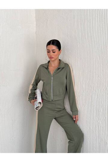 ŞERİT DETAYLI FERMUARLI MODAL KUMAŞ EŞOFMAN TAKIM