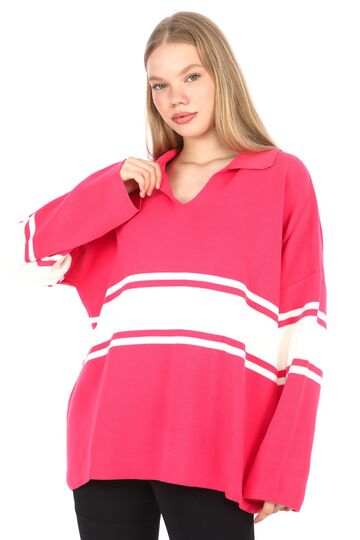 Garnili Triko Oversize  Polo V Yaka Kazak