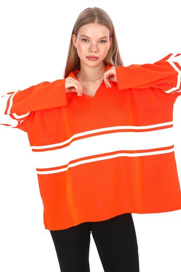Garnili Triko Oversize  Polo V Yaka Kazak