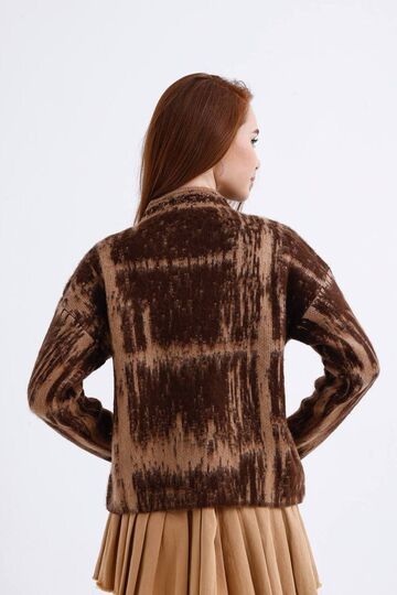 Ekose Desen Hakim Yaka Oversize Triko Kazak