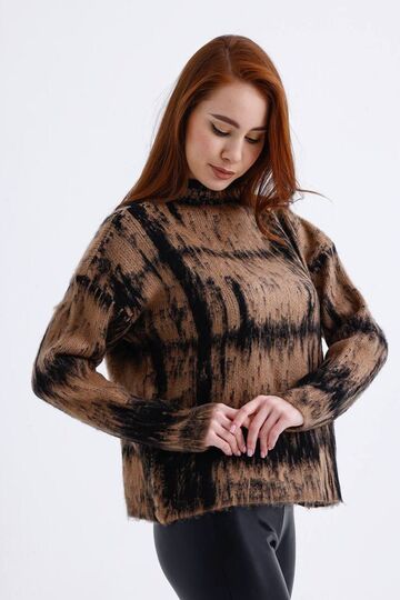 Ekose Desen Hakim Yaka Oversize Triko Kazak