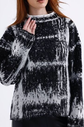 Ekose Desen Hakim Yaka Oversize Triko Kazak