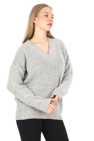 Oversize Triko V Yaka Kazak
