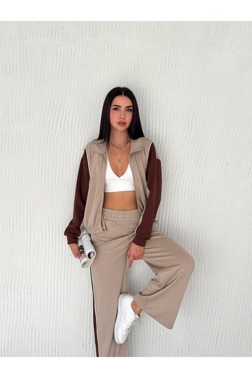 GARNİLİ BİYELİ MODAL KUMAŞ FERMUARLI EŞOFMAN TAKIM