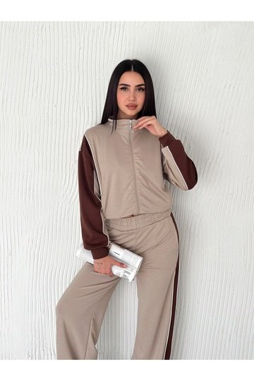GARNİLİ BİYELİ MODAL KUMAŞ FERMUARLI EŞOFMAN TAKIM