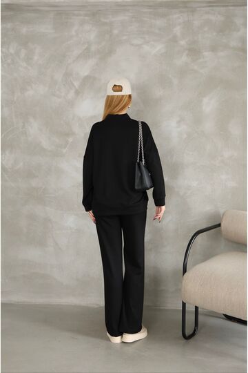 Oversize Fermuarlı Çıma Detaylı  Geniş Paça Modal Kumaş Eşofman Takım