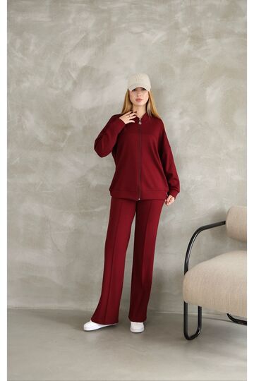 Oversize Fermuarlı Çıma Detaylı  Geniş Paça Modal Kumaş Eşofman Takım